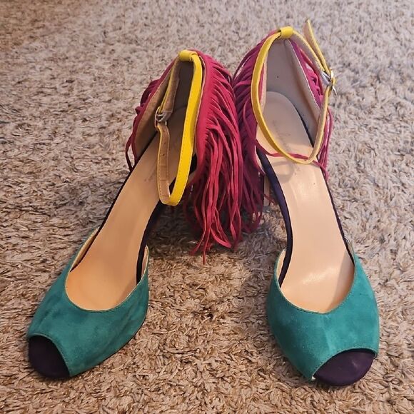 Only Maker Colorblock Fringe Heels – Size 44 - Picture 1 of 9